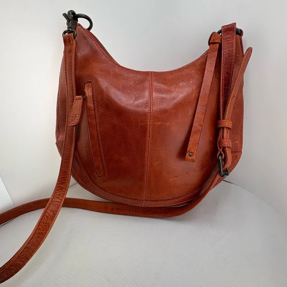 Frye Bags Frye Melissa Crescent Hobo Saddle Bag Brown Leather